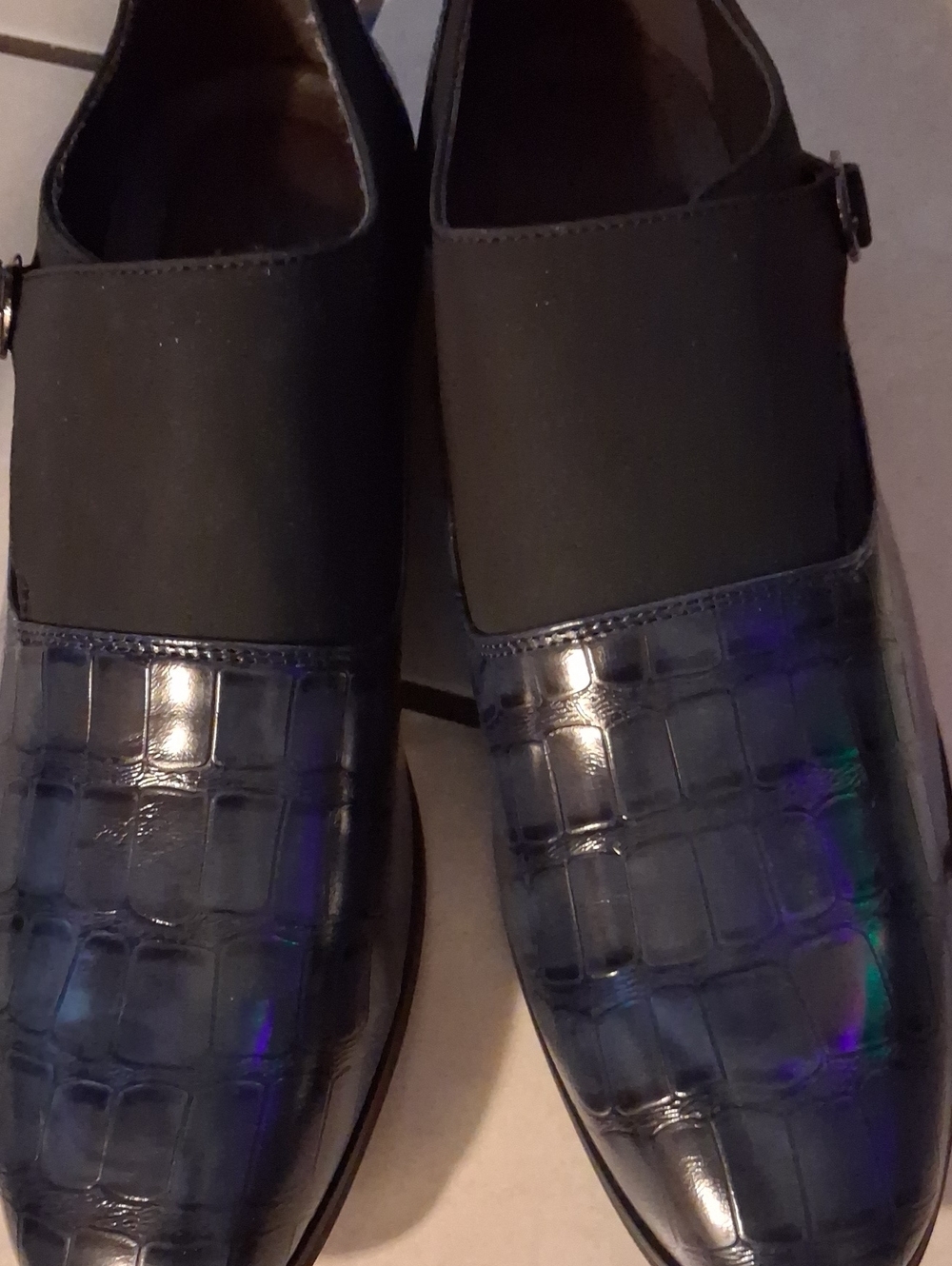 CROCS Black Croc-Embossed Slip-On Loafers
